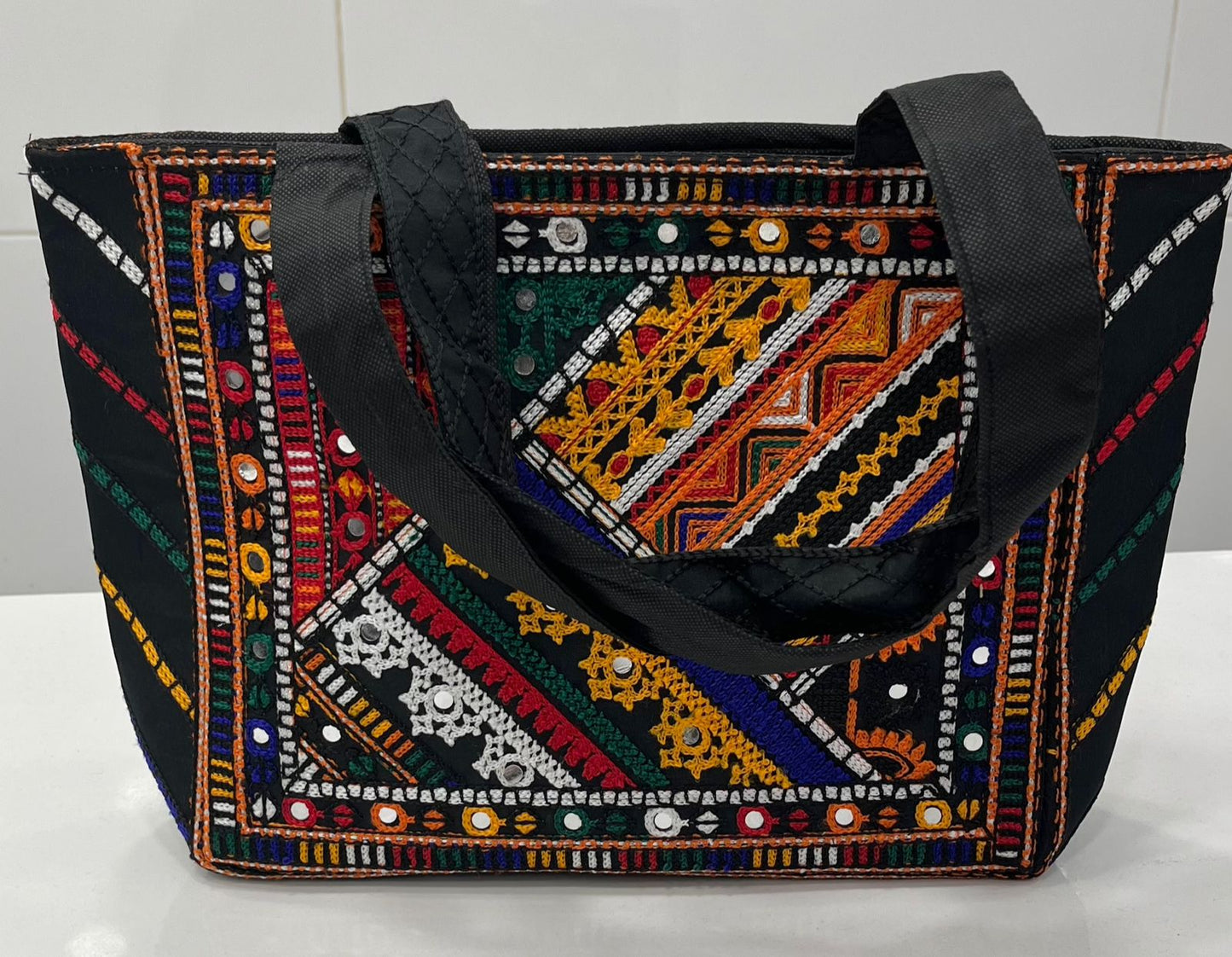 Antique Style Machine Embroidered Tokri Bag