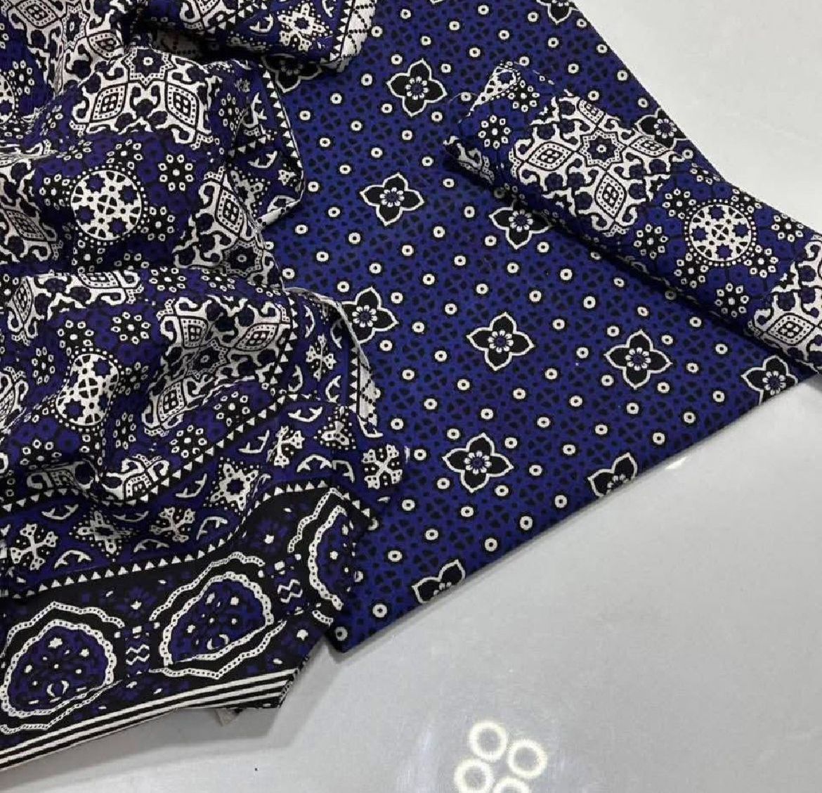 Ajrak Block Print 3 Piece Dress – Soft Cotton Fabric