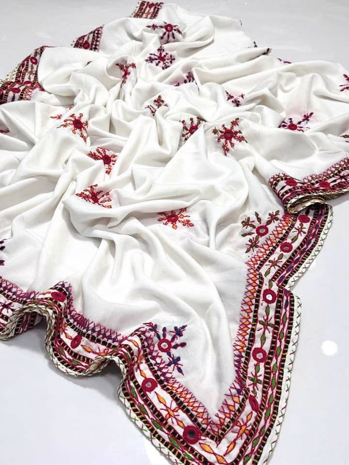 Balochi Handmade Chadar – Pure Mirror Work on Swiss Voil Fabric
