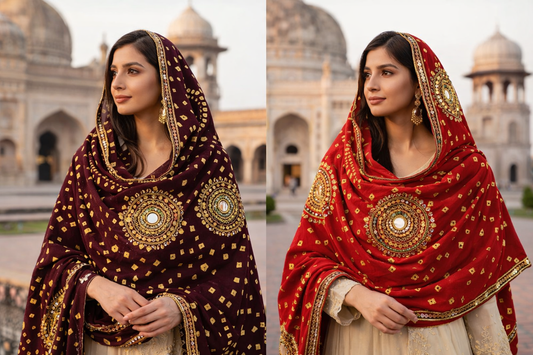 Chunri Cotton Chaddar with Handmade Gotta & Mirror Work Bunches