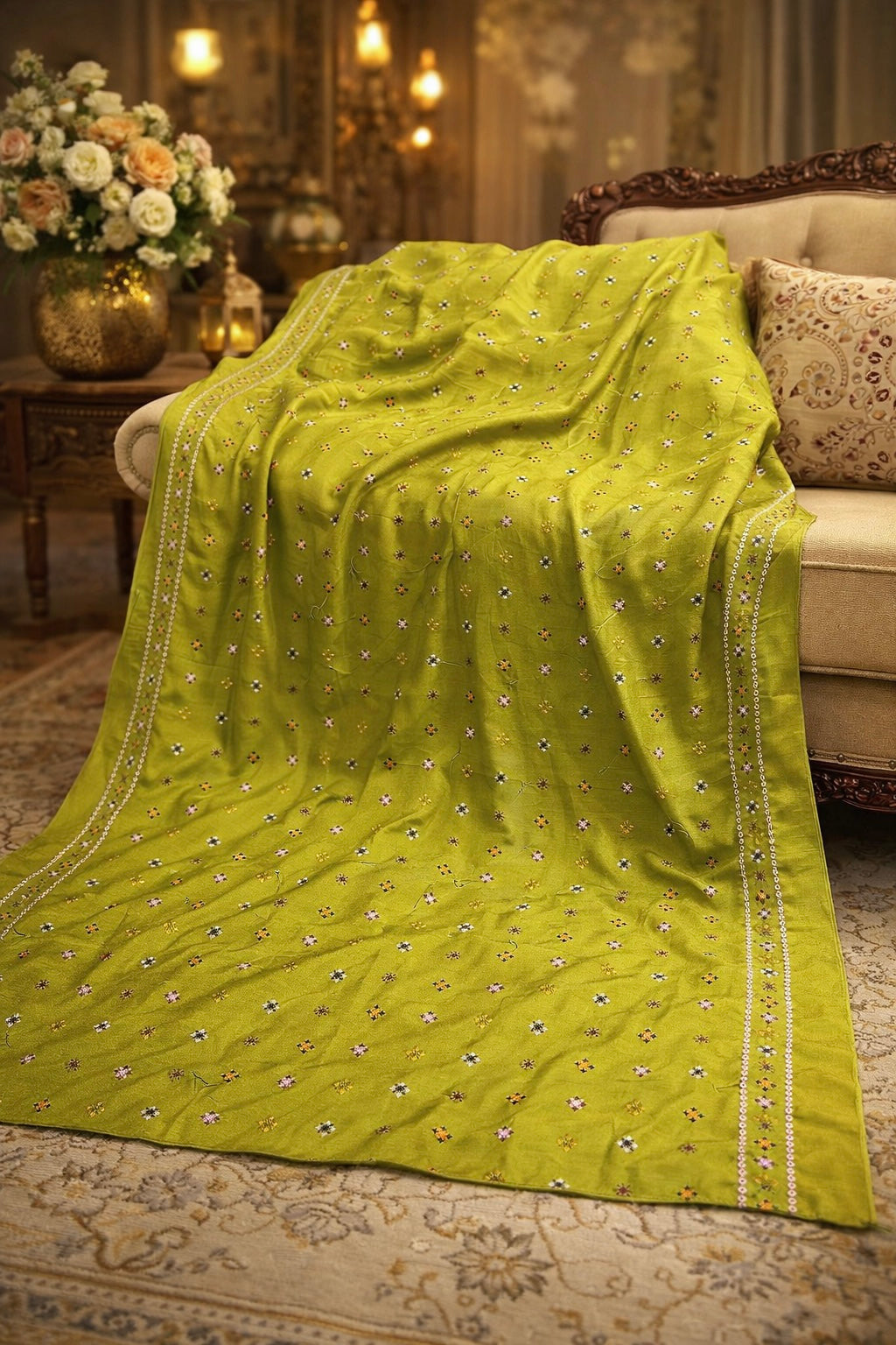 Elegant Swiss Lawn Chadar with All-Over Canvas Boti Embroidery & Two Side Border