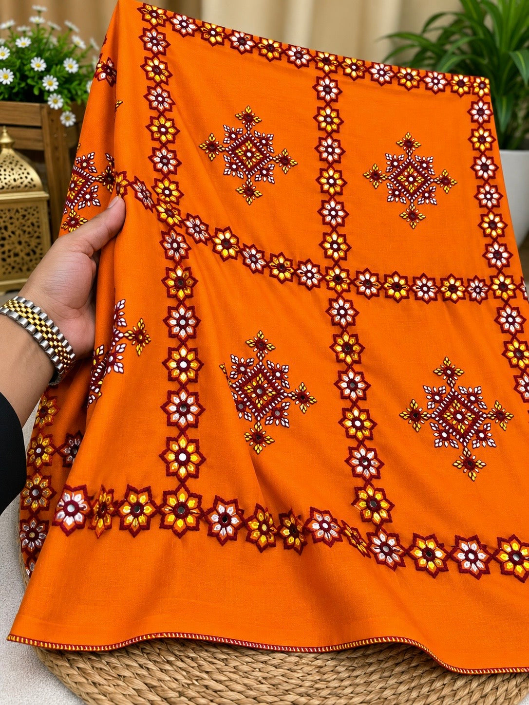 Thick Thread Check Style Full Jaal Sitara Embroidered Balochi Chader | Swiss Lawn