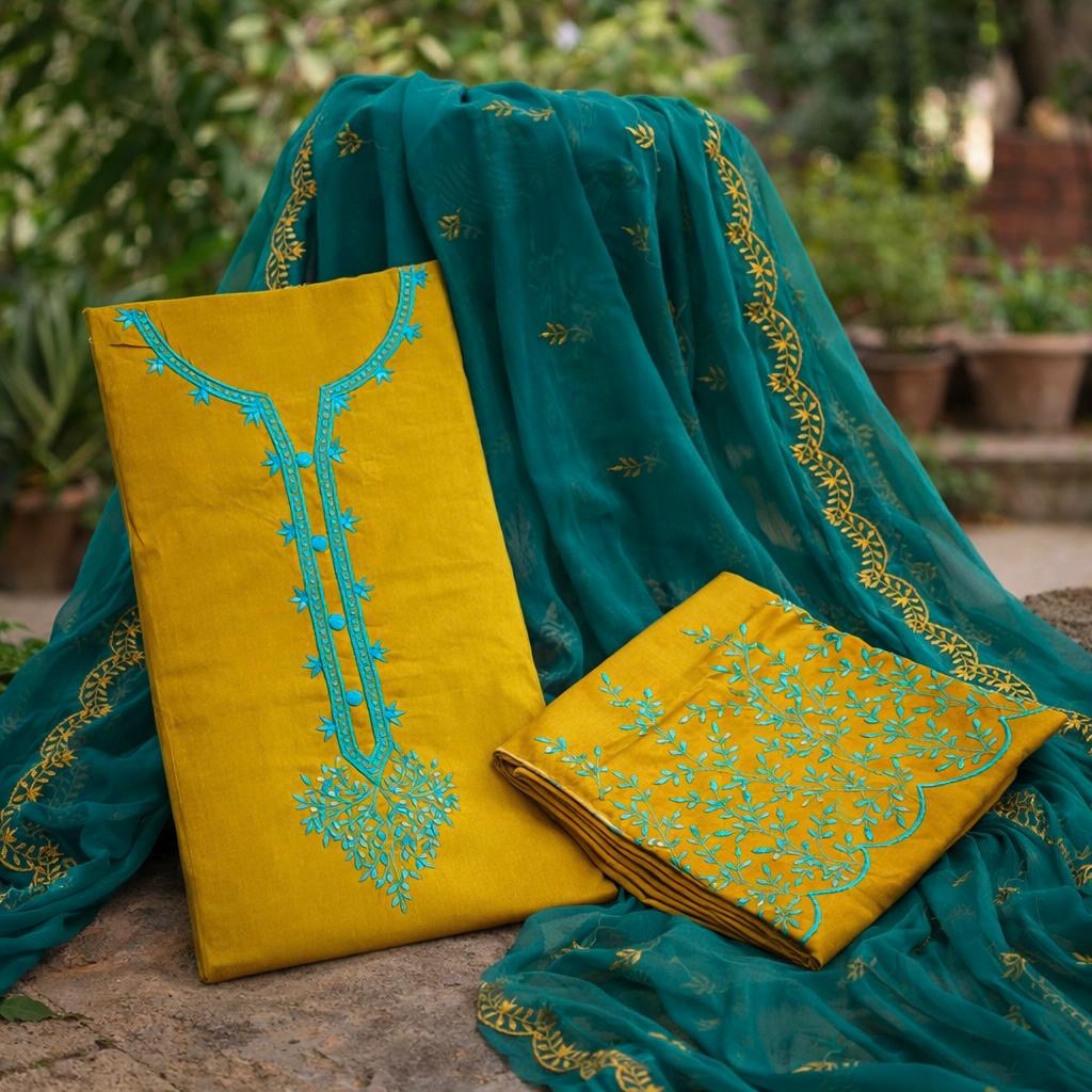 Lawn Cotton Elegant Sequence Sitara Embroidery Work Fancy 3pc Unstitch Dress 👗