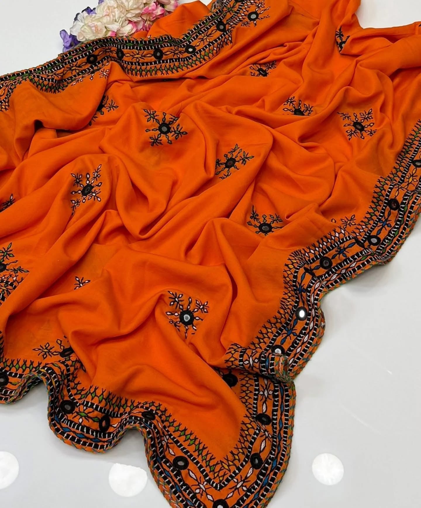 Balochi Handmade Chadar – Pure Mirror Work on Swiss Voil Fabric