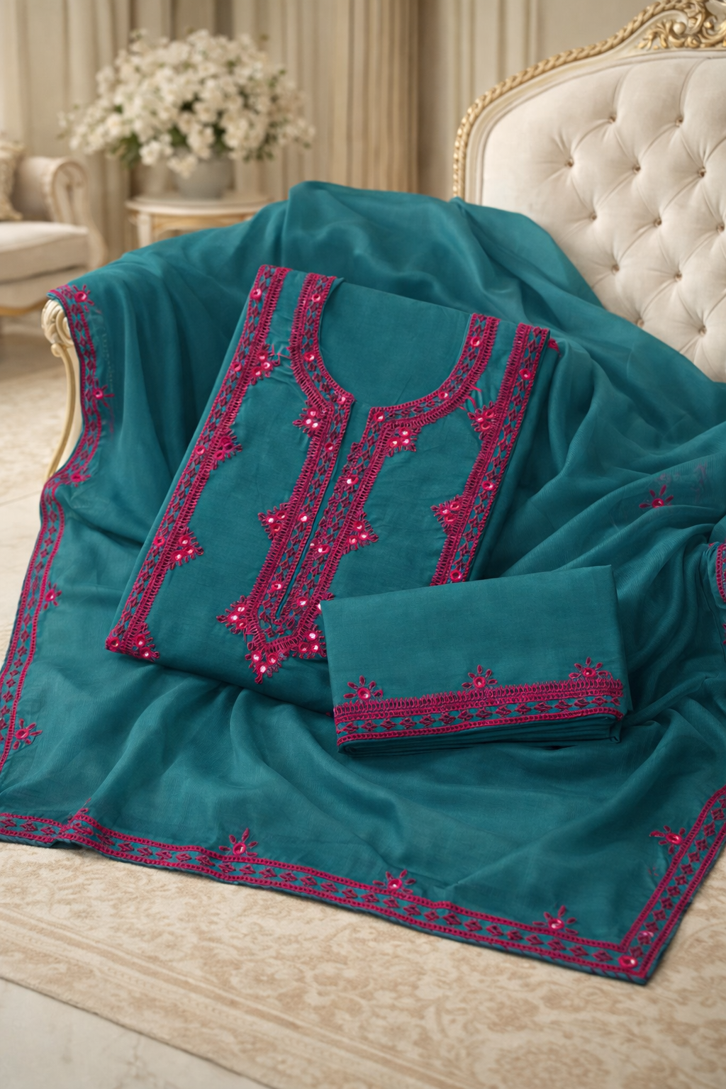 Balochi Gala Panel with Handmade Mirror Work 3pc Dress