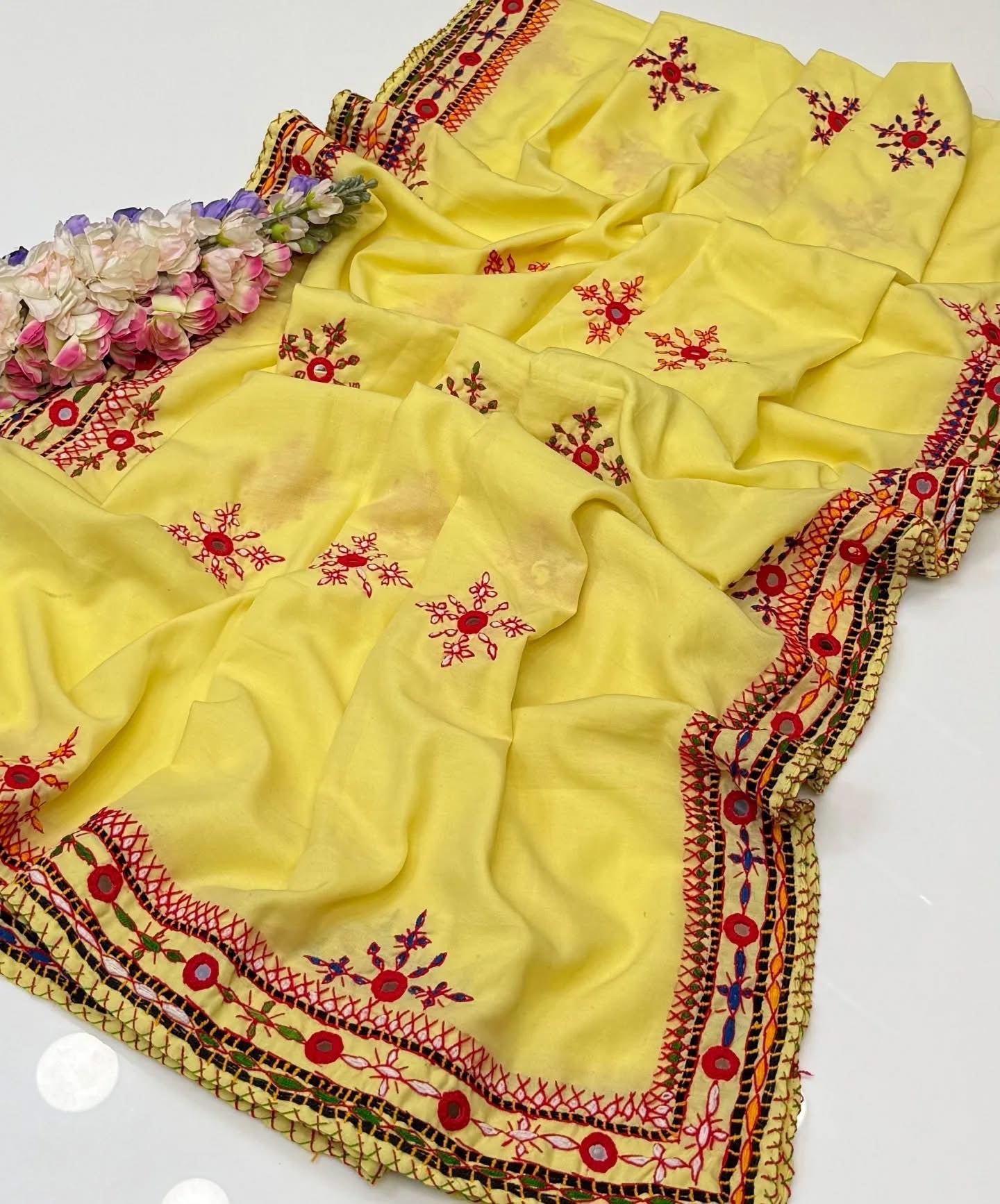 Balochi Handmade Chadar – Pure Mirror Work on Swiss Voil Fabric
