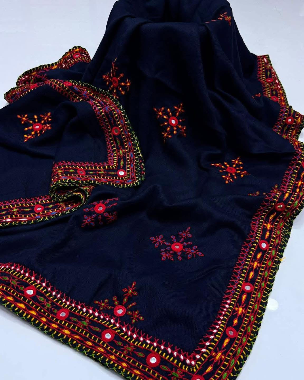 Balochi Handmade Chadar – Pure Mirror Work on Swiss Voil Fabric