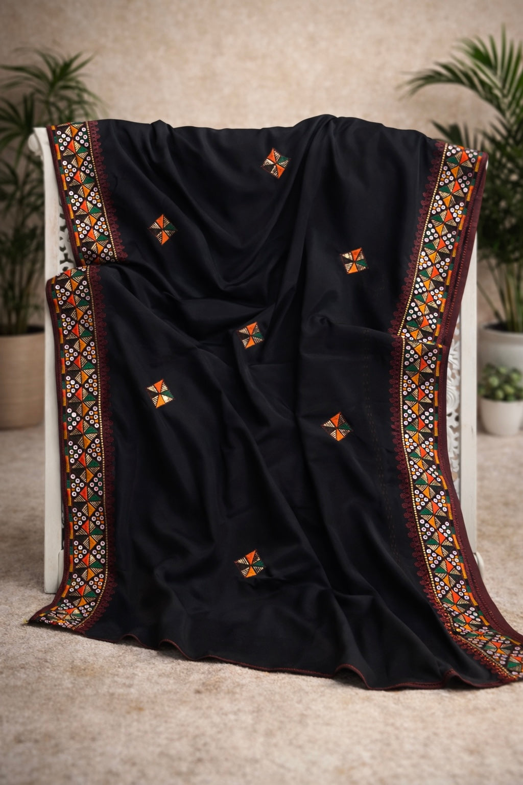 Swiss Voile Embroidered Chadar with 3mm Sequin Work