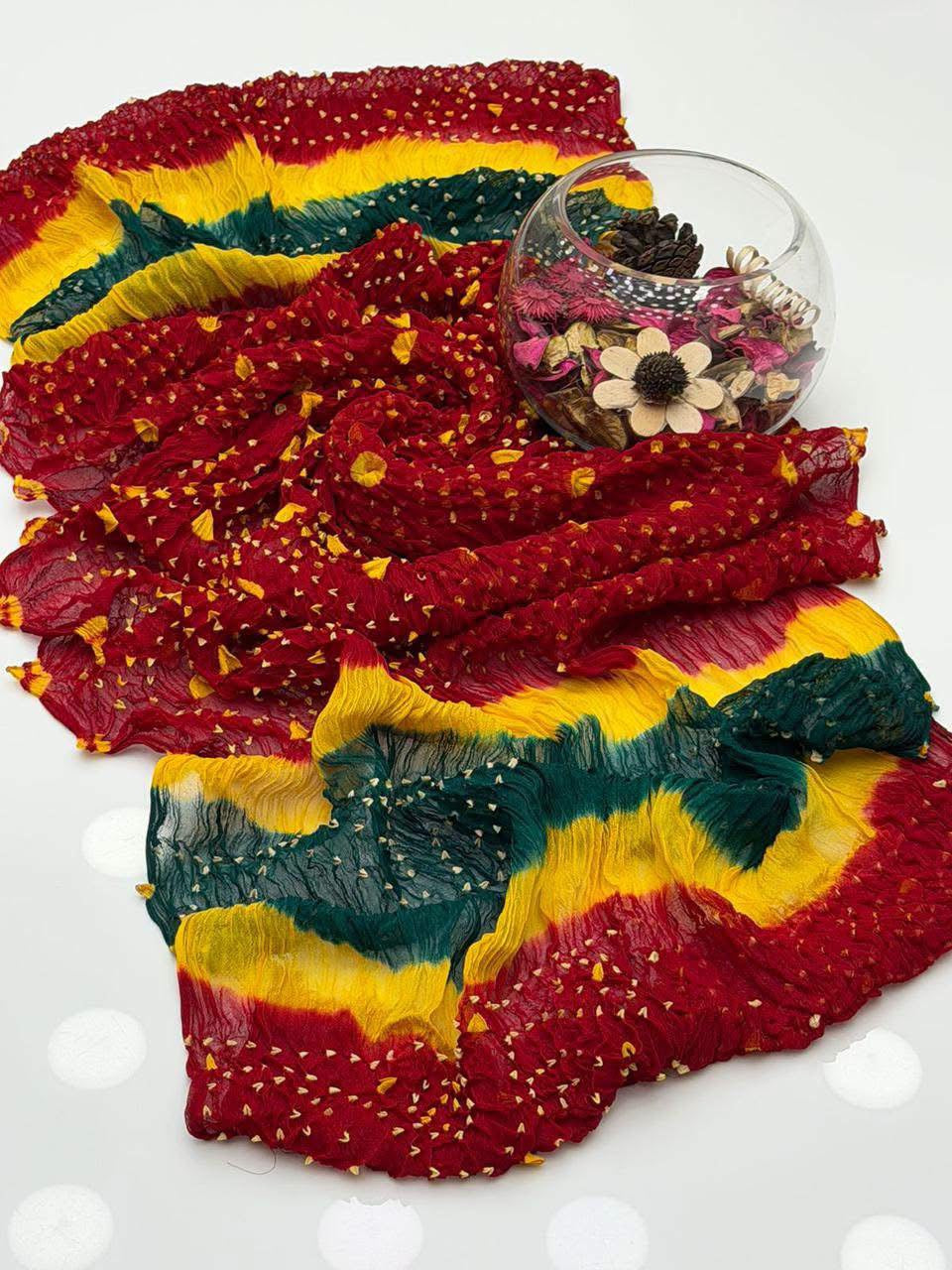 Original Chunri Handmade Chiffon Dupatta