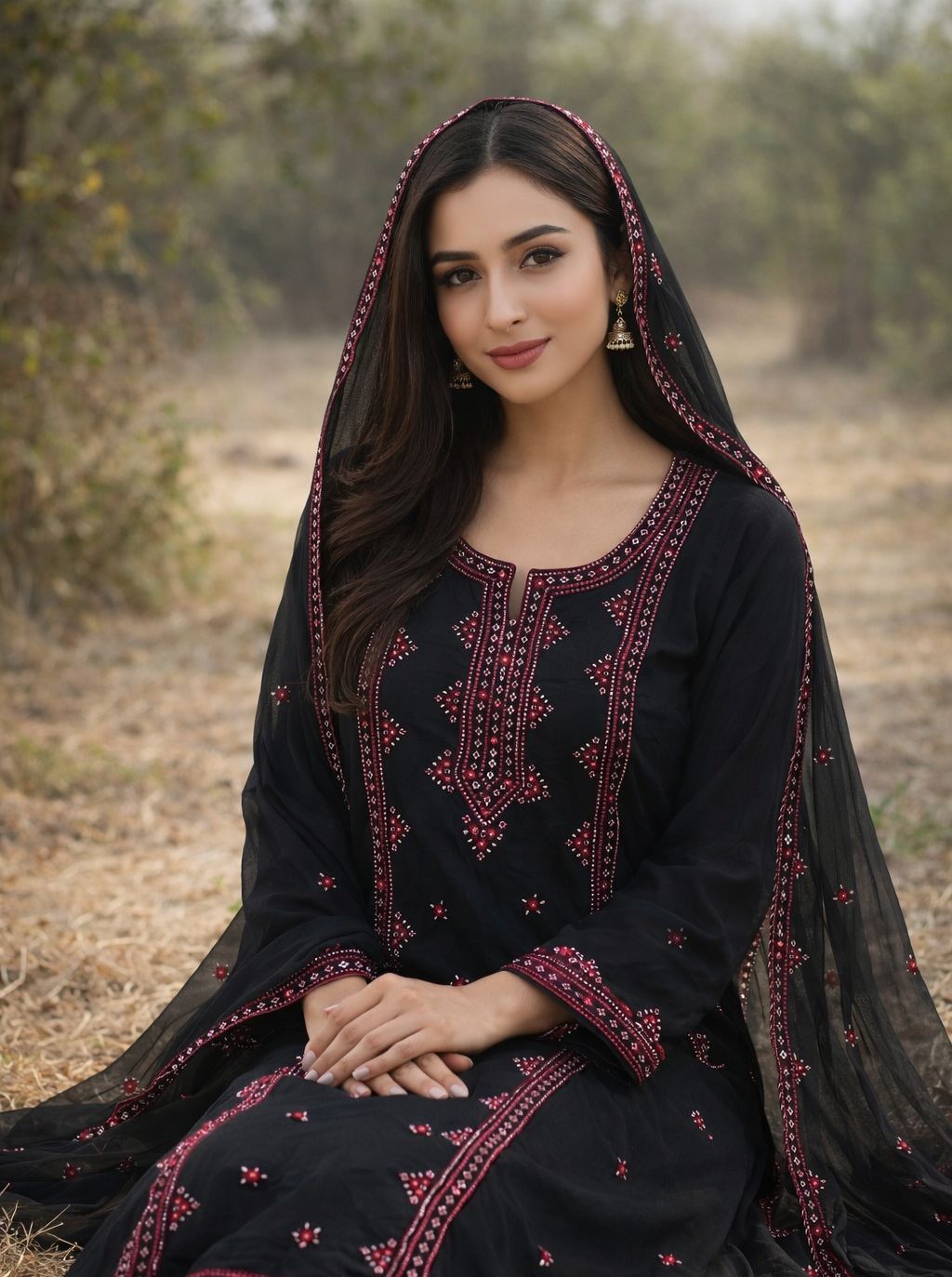 Balochi Gala Panel with Handmade Mirror Work 3pc Dress