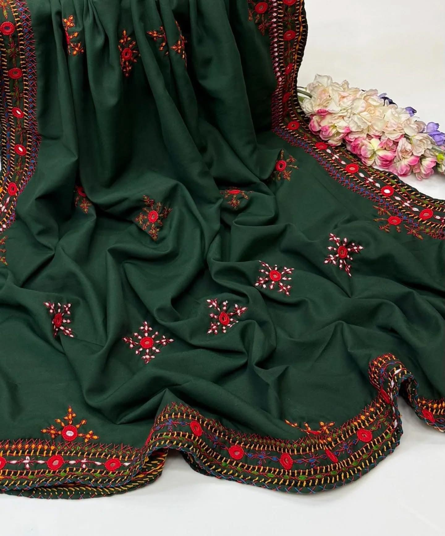 Balochi Handmade Chadar – Pure Mirror Work on Swiss Voil Fabric