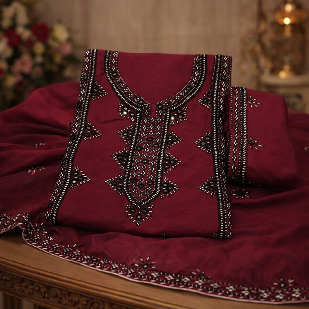 Balochi Gala Panel with Handmade Mirror Work 3pc Dress