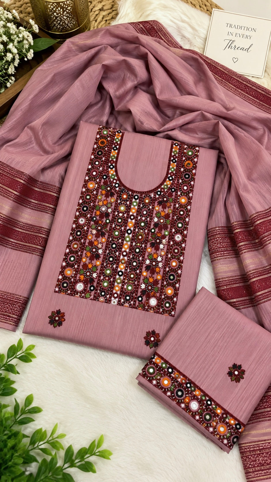 Soft Lining Khaddi Khaddar with Balochi Thick Thread Multi Stara Embroidery - 3PC Unstitched Suit 👗