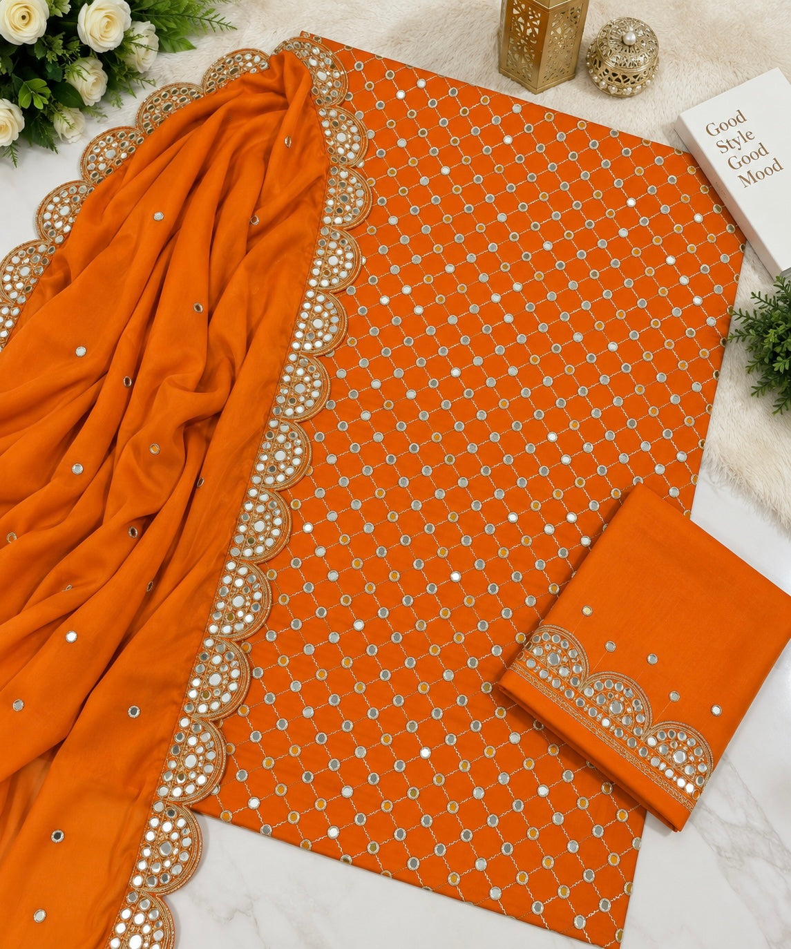 Zarri Sitara Full Jaal Embroidered Soft Cotton with Two-Side Cutwork Chiffon Dupatta | 3PC Unstitched Fancy Dress 👗