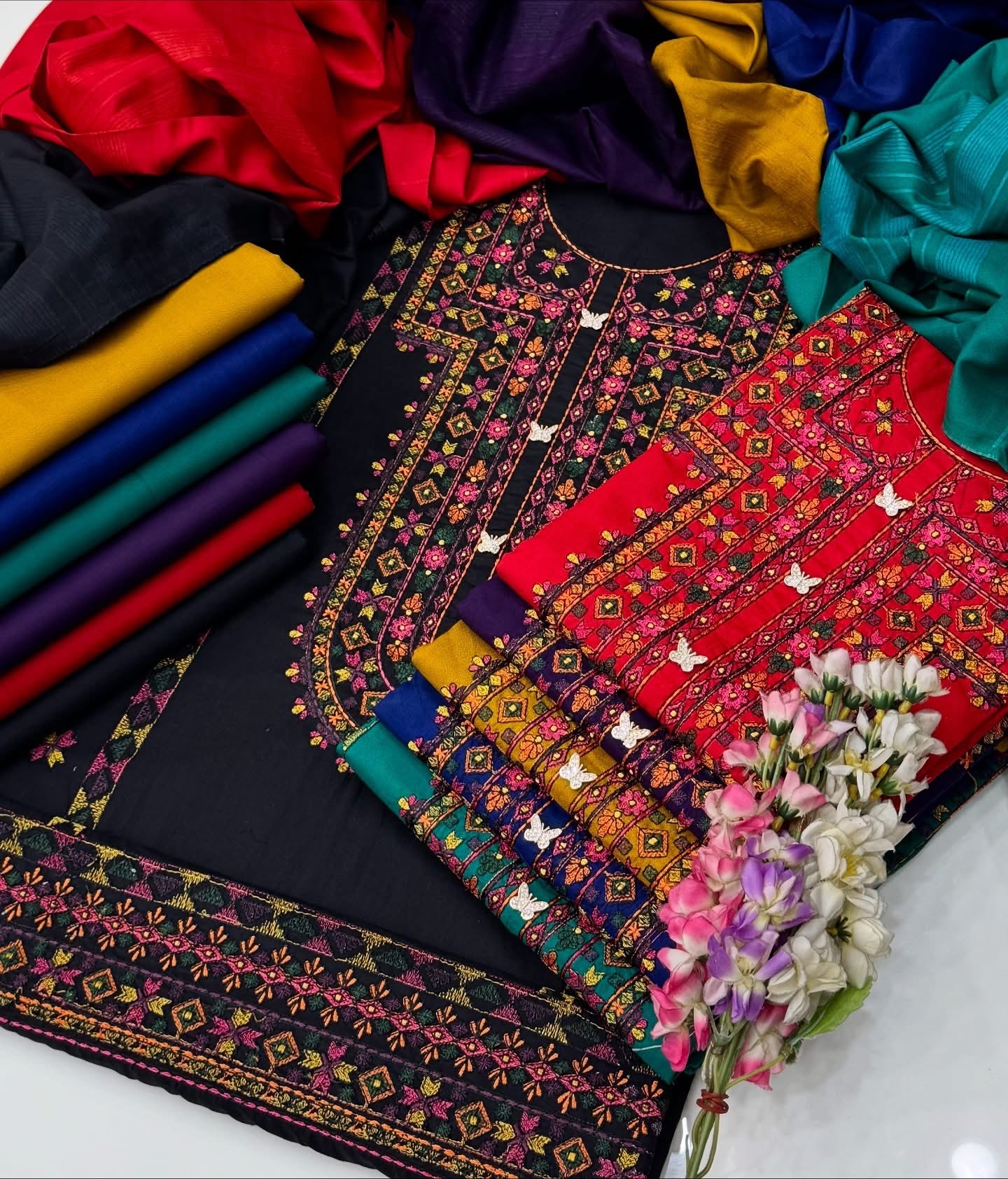 Balochi Multi Embroidered Dhanak Winter Dress – 3 Piece Suit