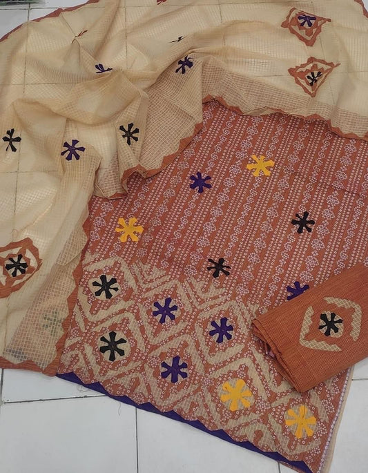 Applic Handmade Self Chunri Print Soft Khaddar Stuff 3pc Dress 👗