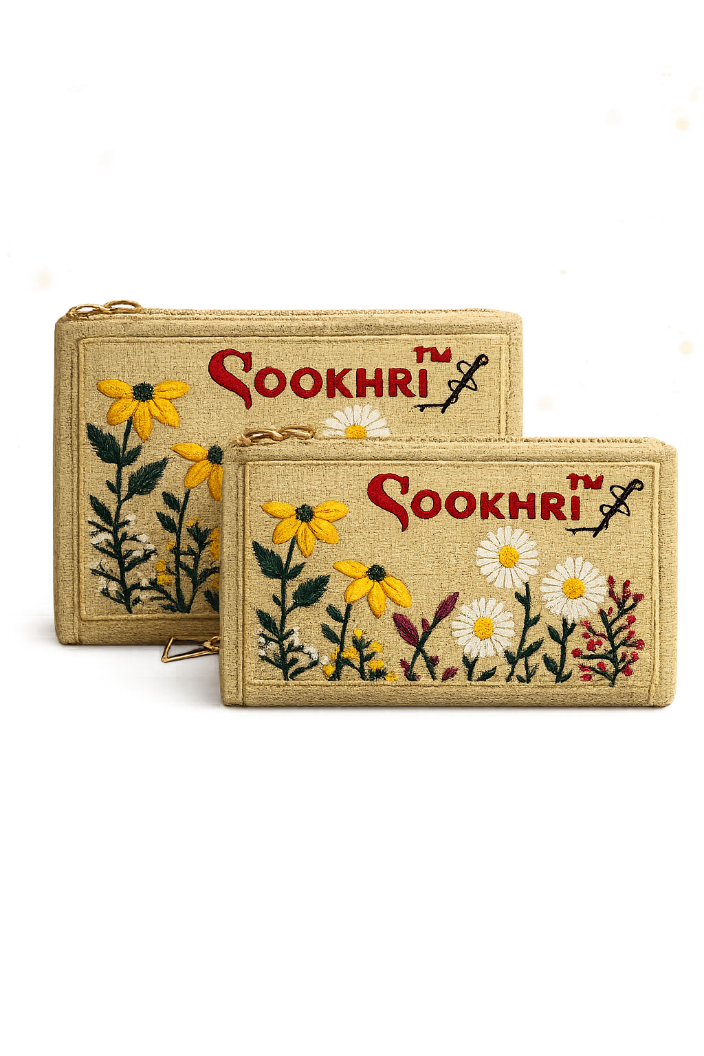 Traditional Jute Fabric Embroidered Clutches (Pack of 2)