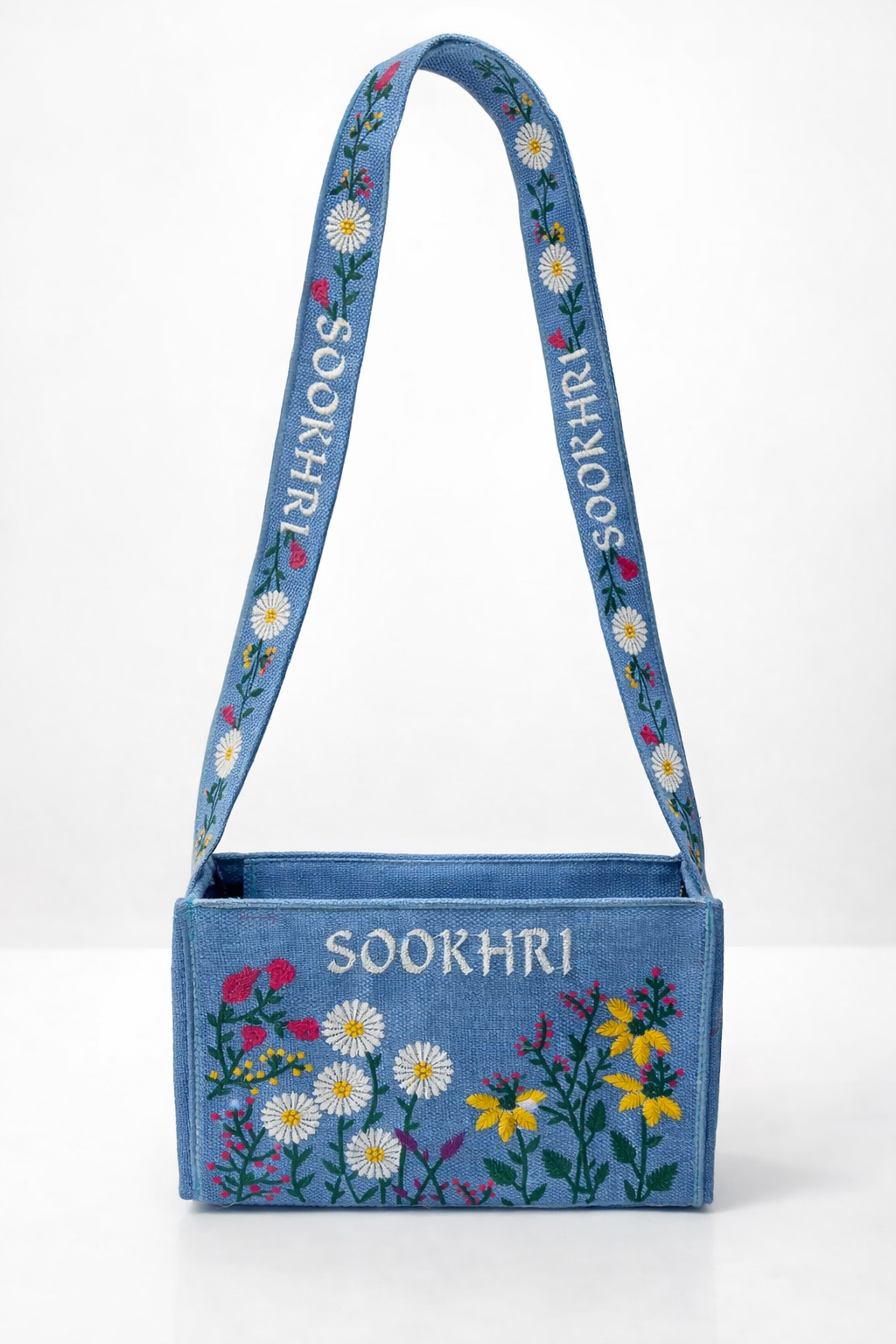 Sookhri Cross Body Floral Embroidered Jute Fabric Bag with Quality Zip