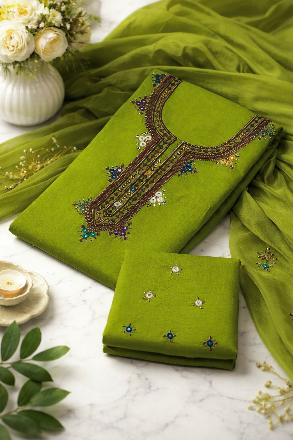 Balochi Gala Handwork 3-Piece Suit | Original Mirror Work | Soft Cotton & Chiffon Dupatta