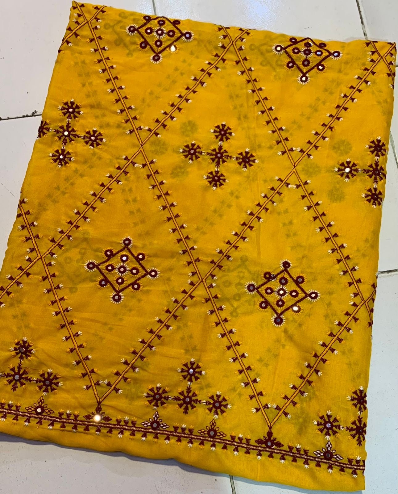 Machine Thick Thread Embroidered Chadar – Full Jaal Sitara Work