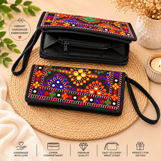 Multi Thick Thread Sitara Embroidery Small Clutches – (Pack of 2)