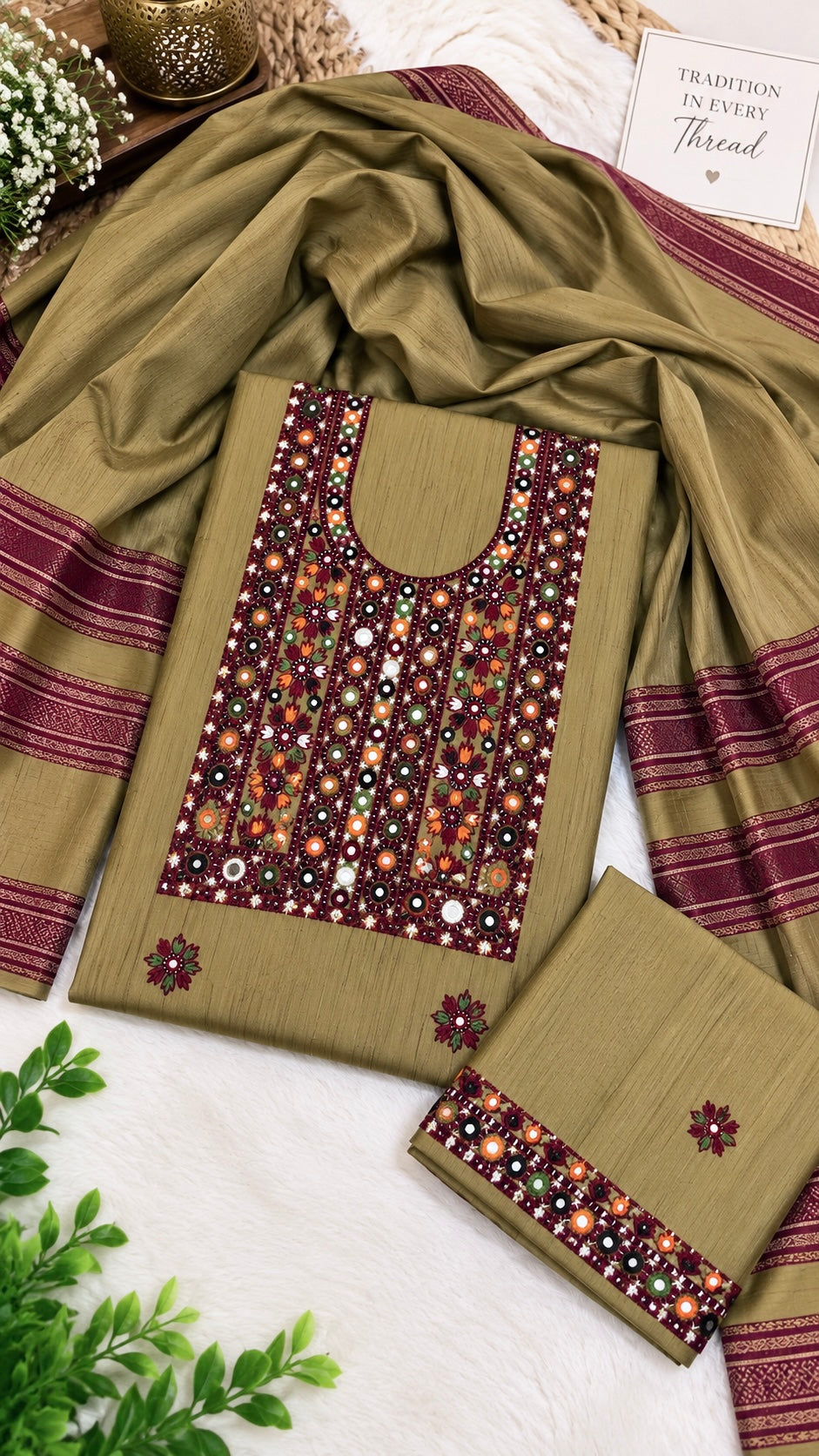 Soft Lining Khaddi Khaddar with Balochi Thick Thread Multi Stara Embroidery - 3PC Unstitched Suit 👗