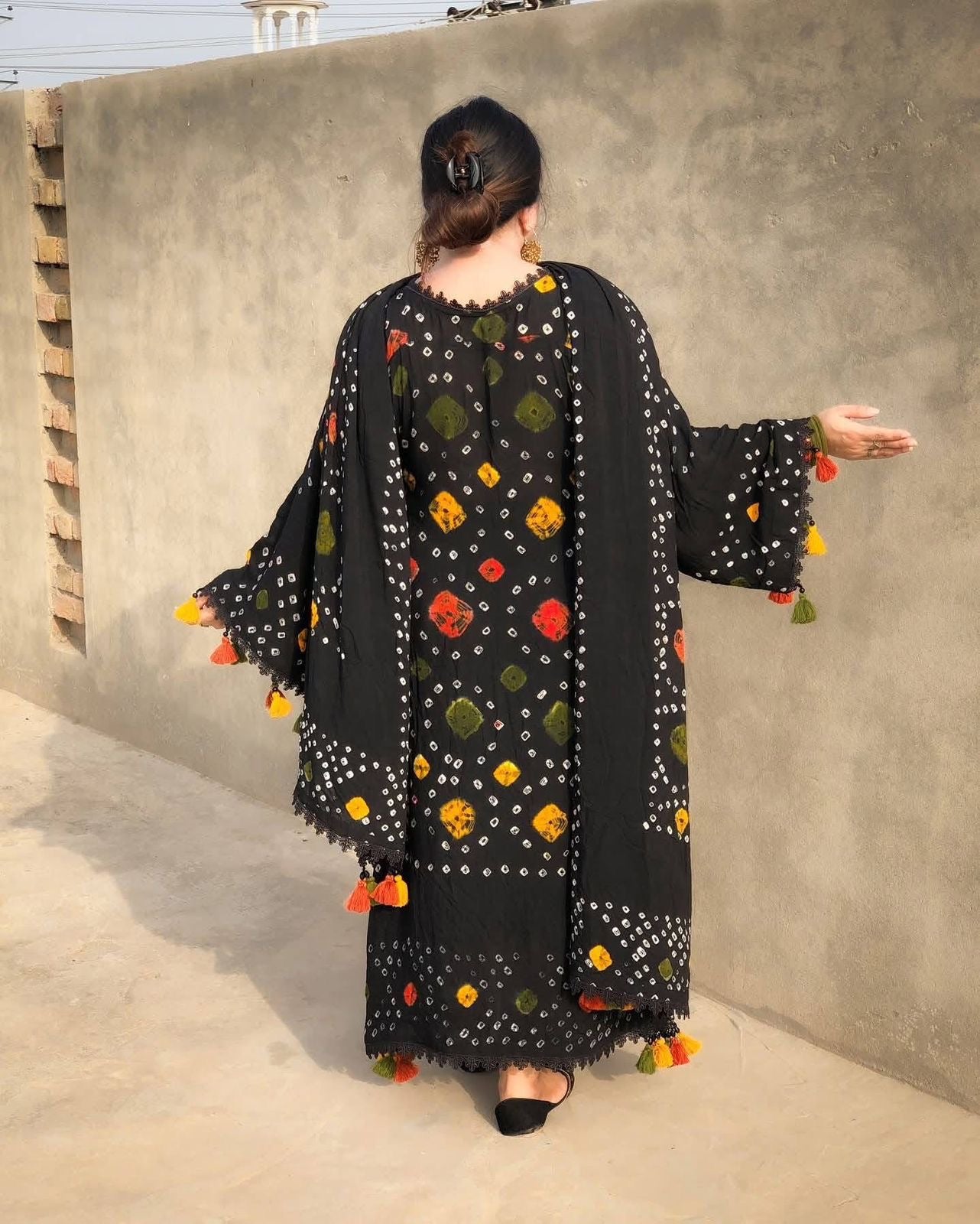 Rajastani Arabic Linen Chunri Dress – Unstitched 3 Piece Suit 👗