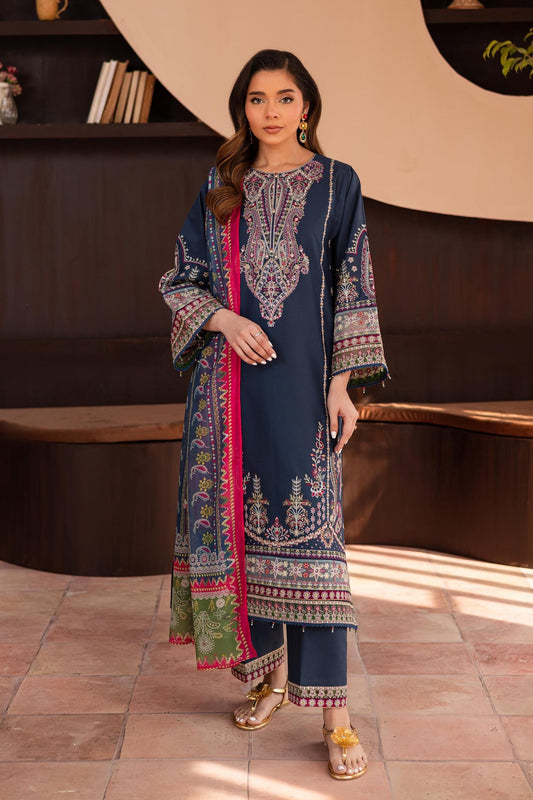 Fancy Sequence Embroidered Winter Dhanak 3-Piece Dress with Digital Printed Shawl