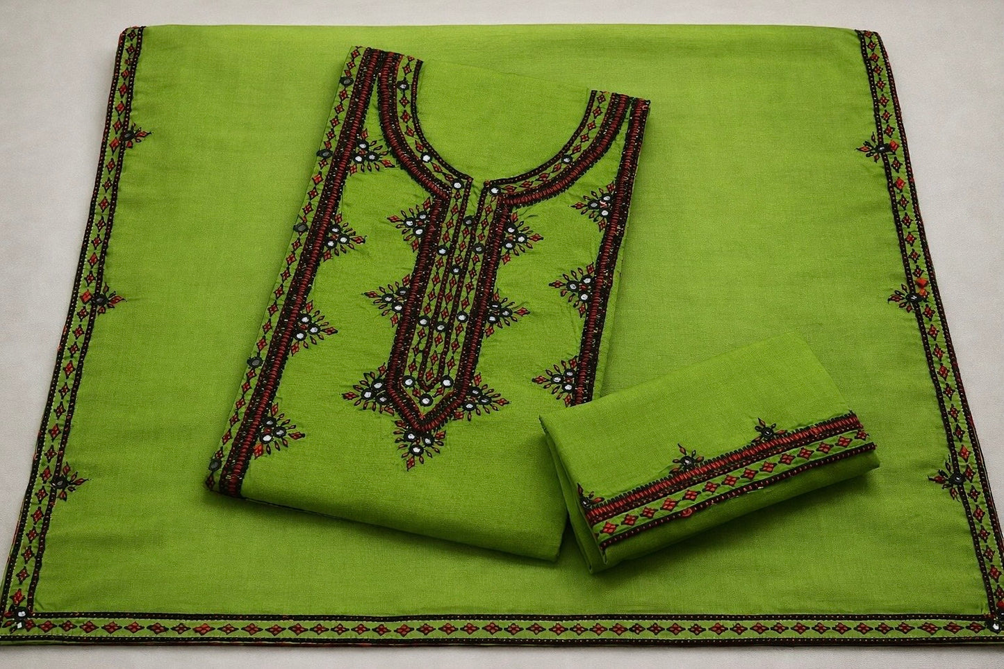 Balochi Gala Panel with Handmade Mirror Work 3pc Dress