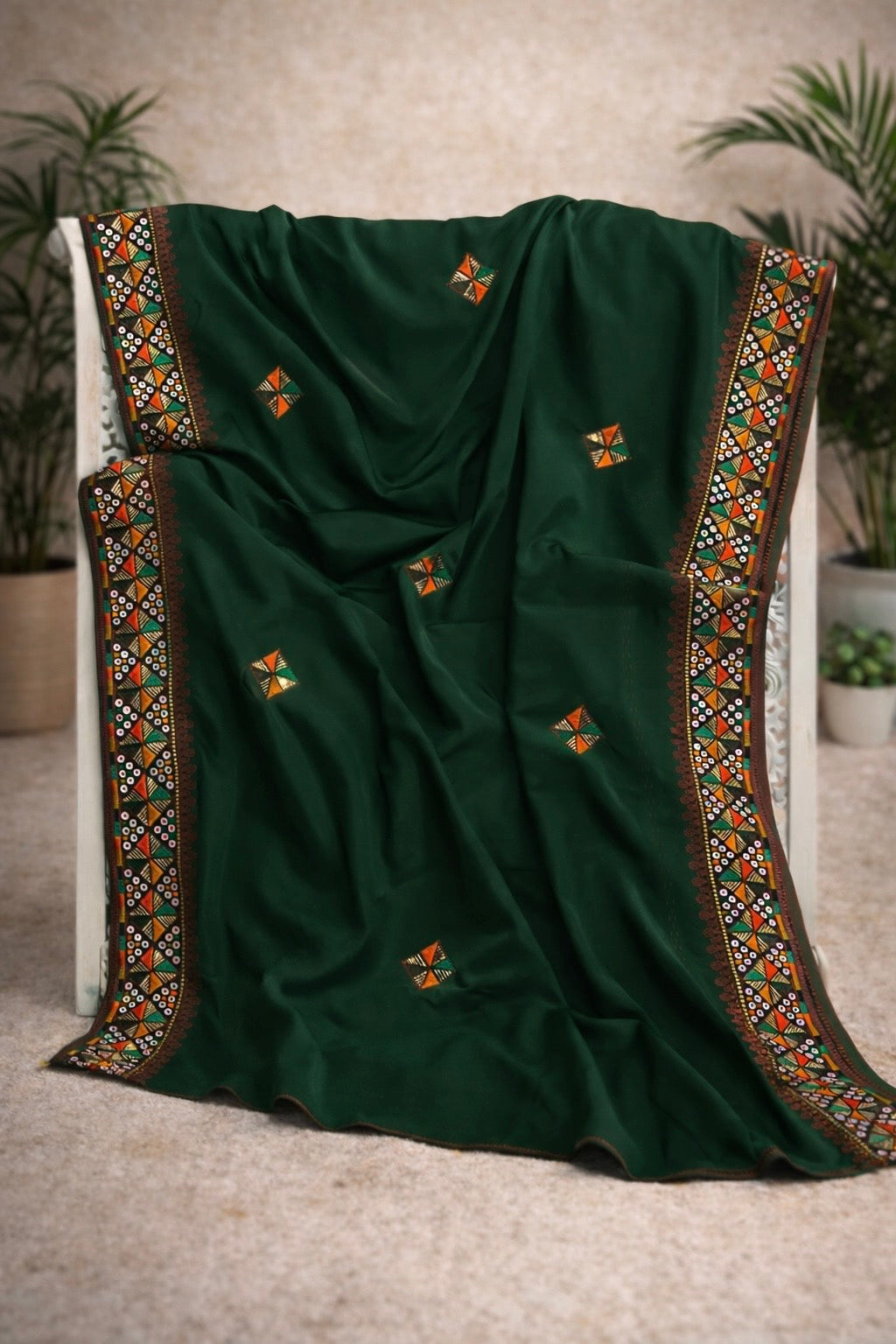 Swiss Voile Embroidered Chadar with 3mm Sequin Work