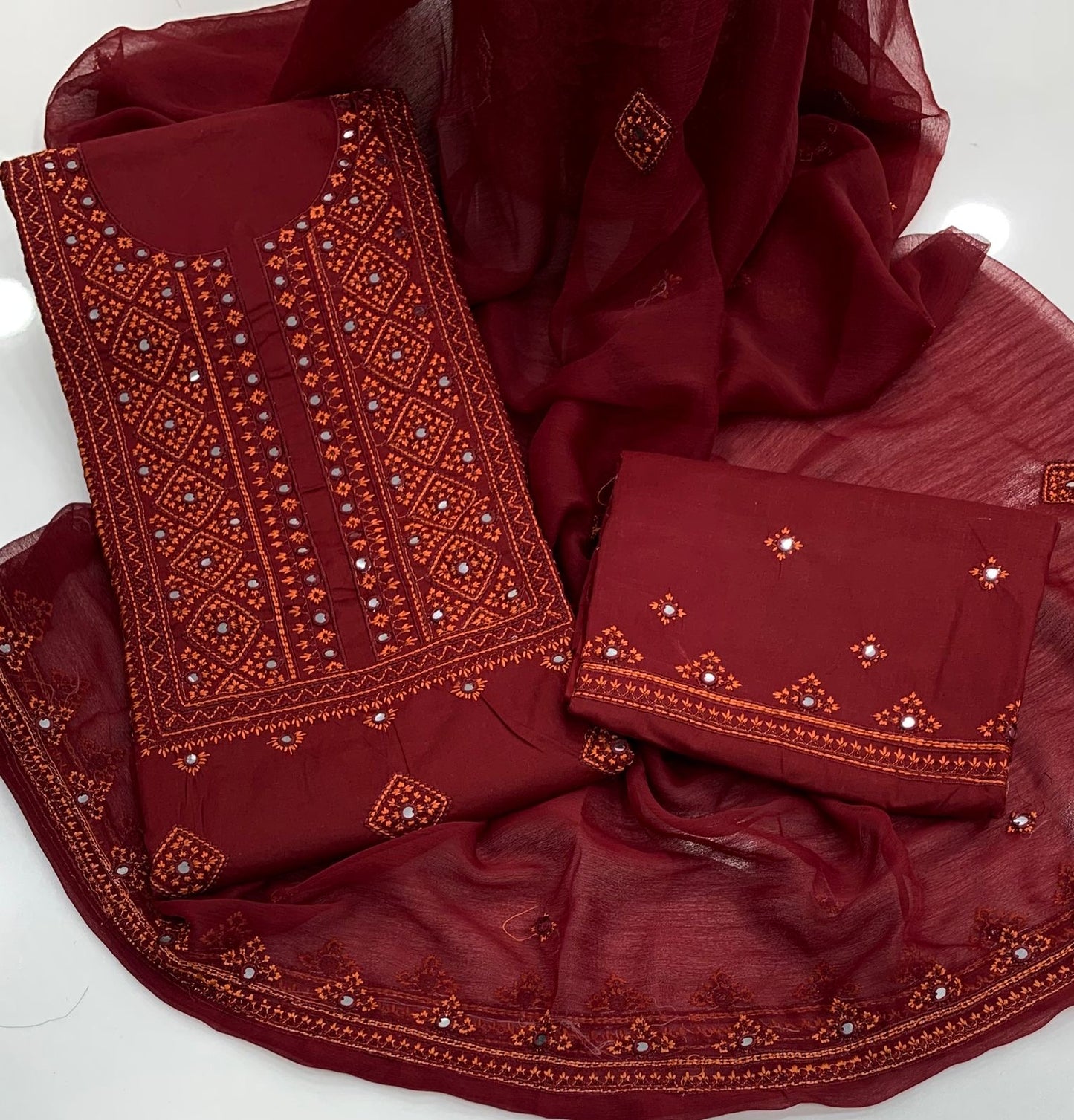 Balochi 9MM Sitara Thick Thread Work 3pc Dress 👗