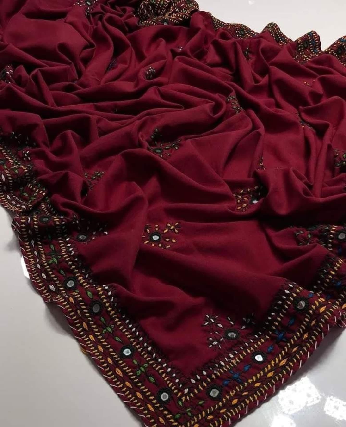 Balochi Handmade Chadar – Pure Mirror Work on Swiss Voil Fabric