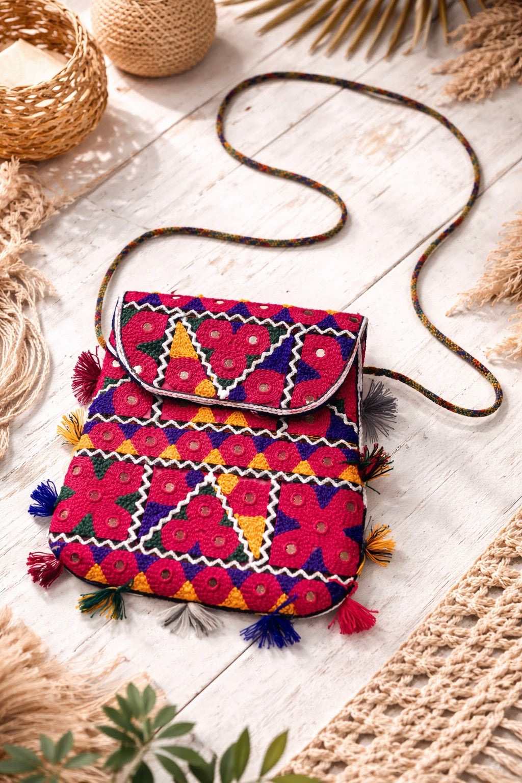 Embroidered Colorful Baby Wallet – Mini Crossbody Bag