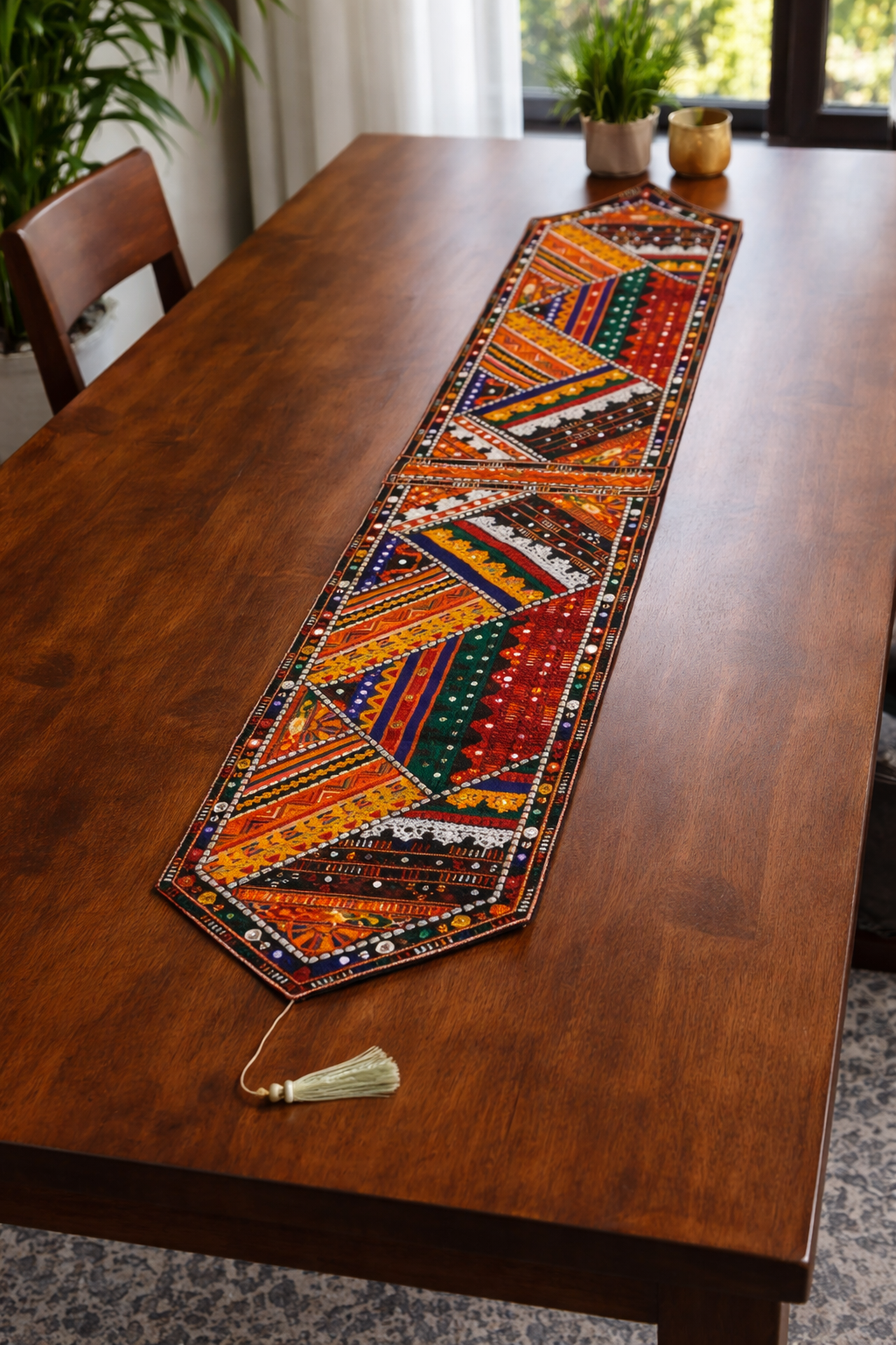 Traditional Embroidered Table Long Runner (5.5ft length 1ft Width)