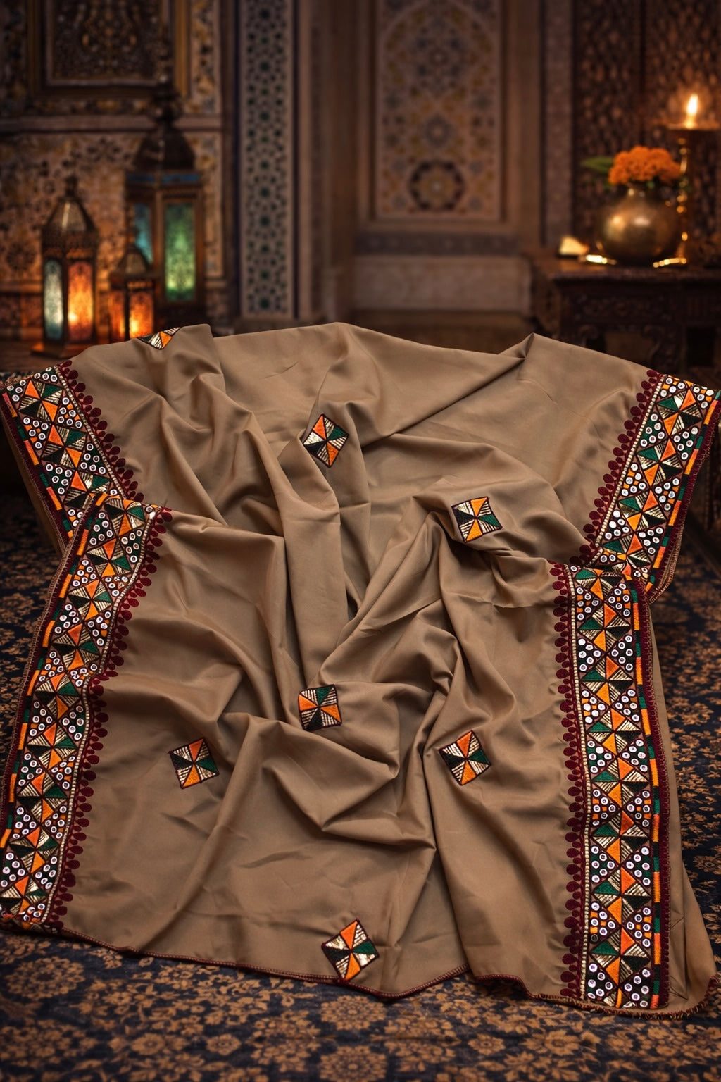 Swiss Voile Embroidered Chadar with 3mm Sequin Work