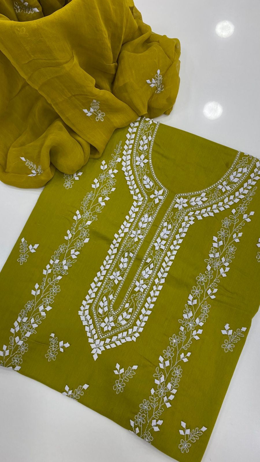 Handmade Patti Applic Zari Pearl Work 3pc Dress 👗