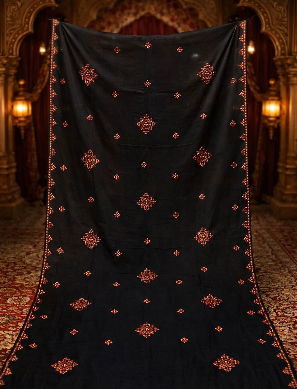 Summer Linen Fabric Balochi Chaddar with Thick Thread & Sitara Embroidery Work | Elegant Formal Chaddar