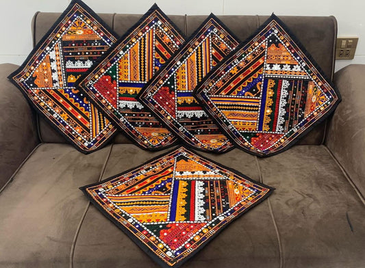 Multi Embroidered Cushion Cover Set (5 Pieces) – Antique Sitara Work
