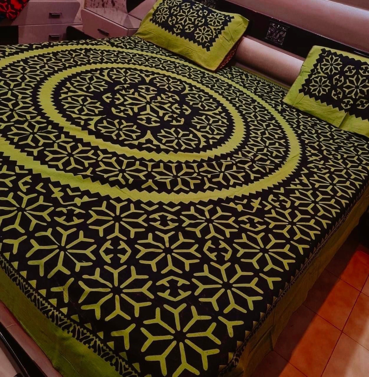 Applic Block Print Double Bed Bedsheets