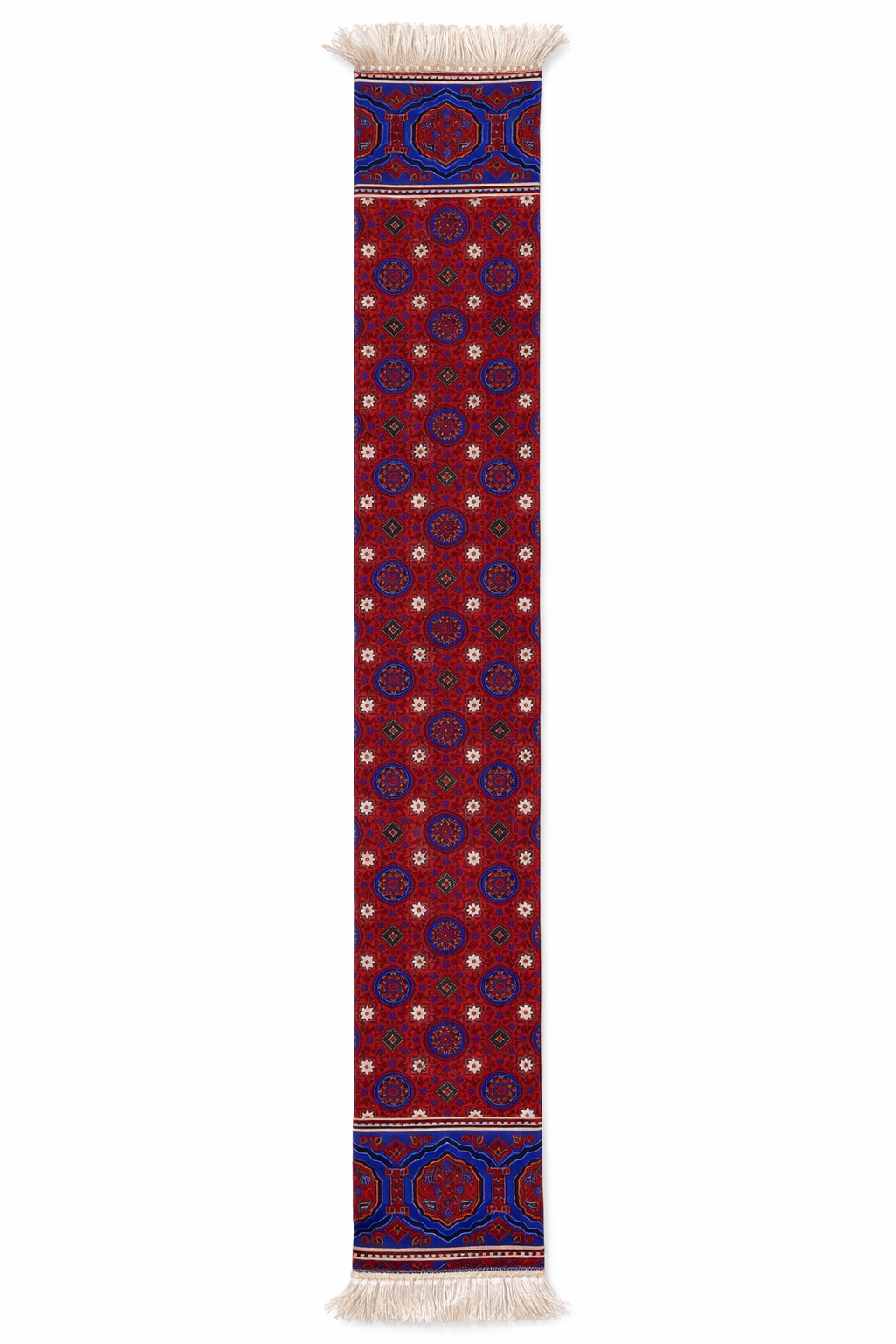 Traditional Sindhi Ajrak Printed Muffler for Men & Women – Red & Blue Handcrafted Design