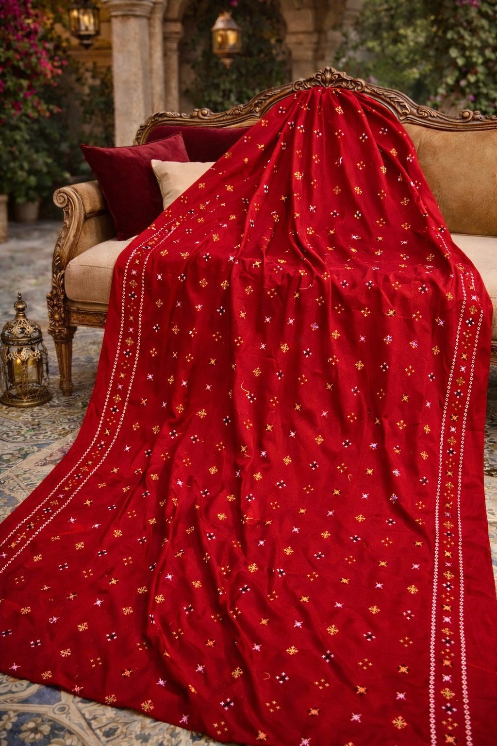 Elegant Swiss Lawn Chadar with All-Over Canvas Boti Embroidery & Two Side Border