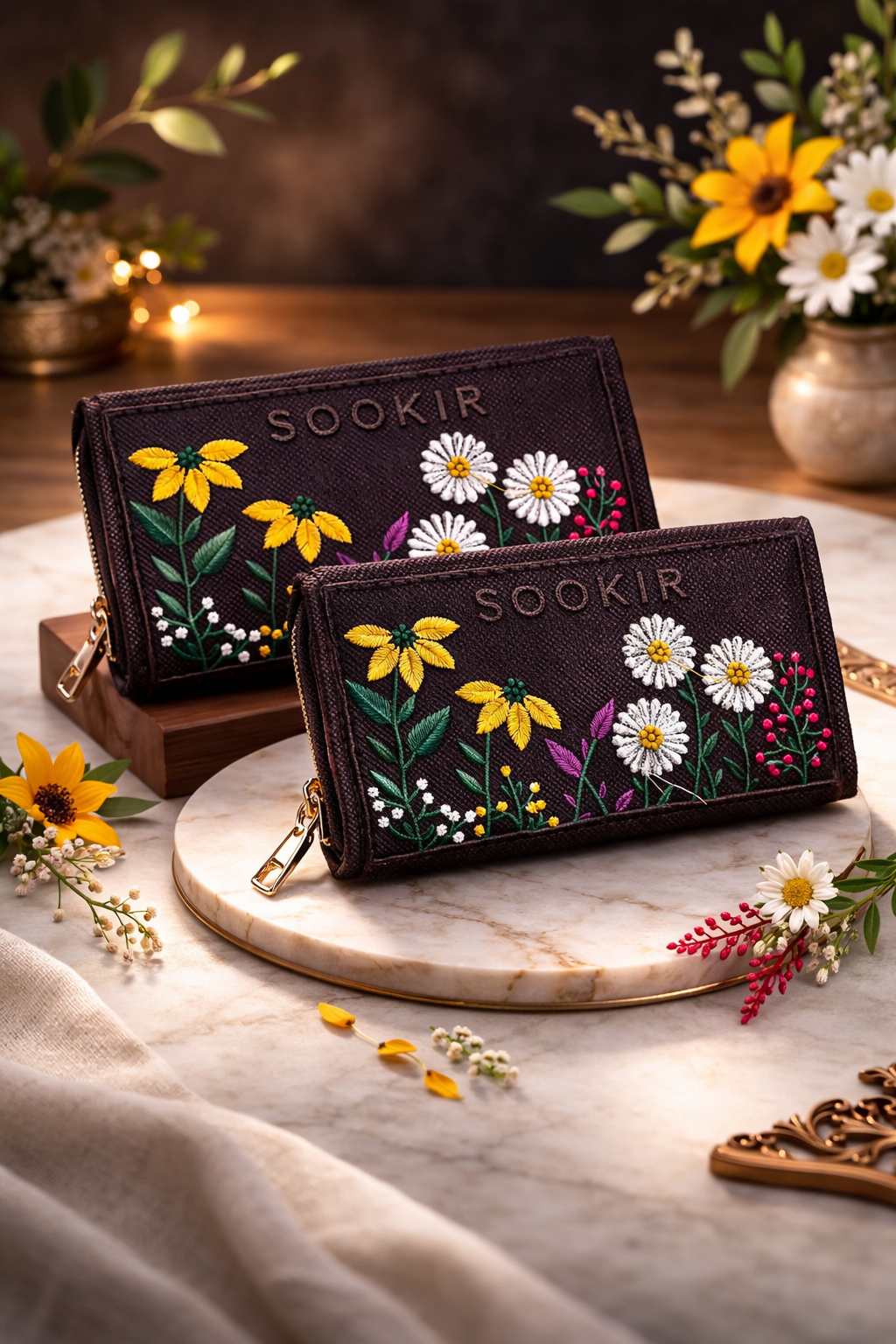 Traditional Jute Fabric Embroidered Clutches (Pack of 2)