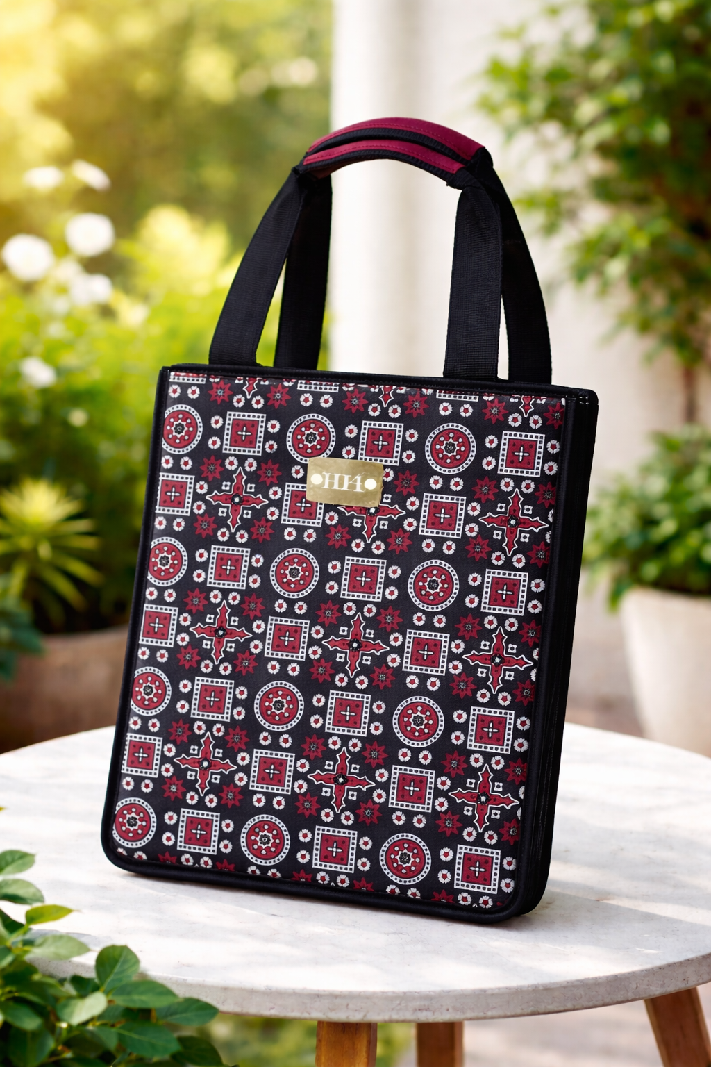 Ajrak Laptop Bag – Premium Canvas Tote | Traditional Design, Durable & Stylish