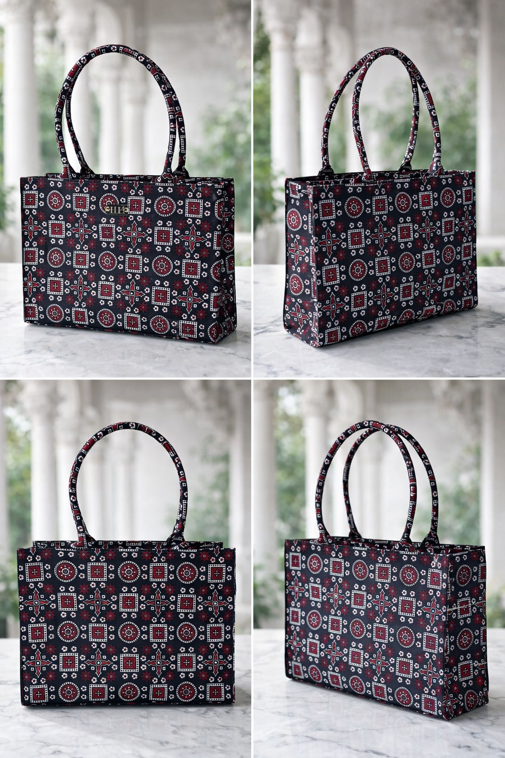 Premium Ajrak Canvas Tote Bag | Ethnic Handcrafted Look | Durable & Stylish Shoulder Bag