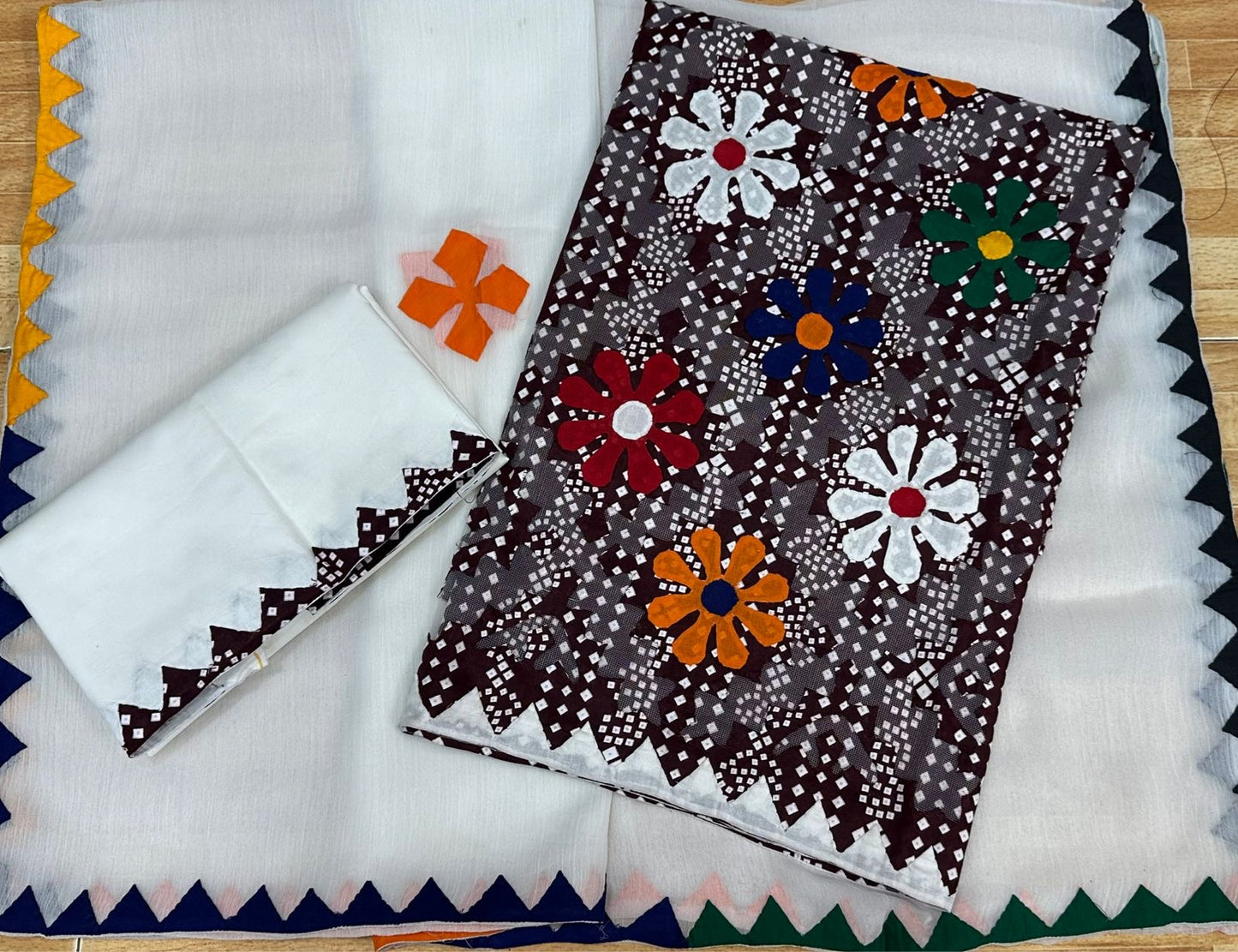 Flower Applic Work Handmade 3pc Dress 👗