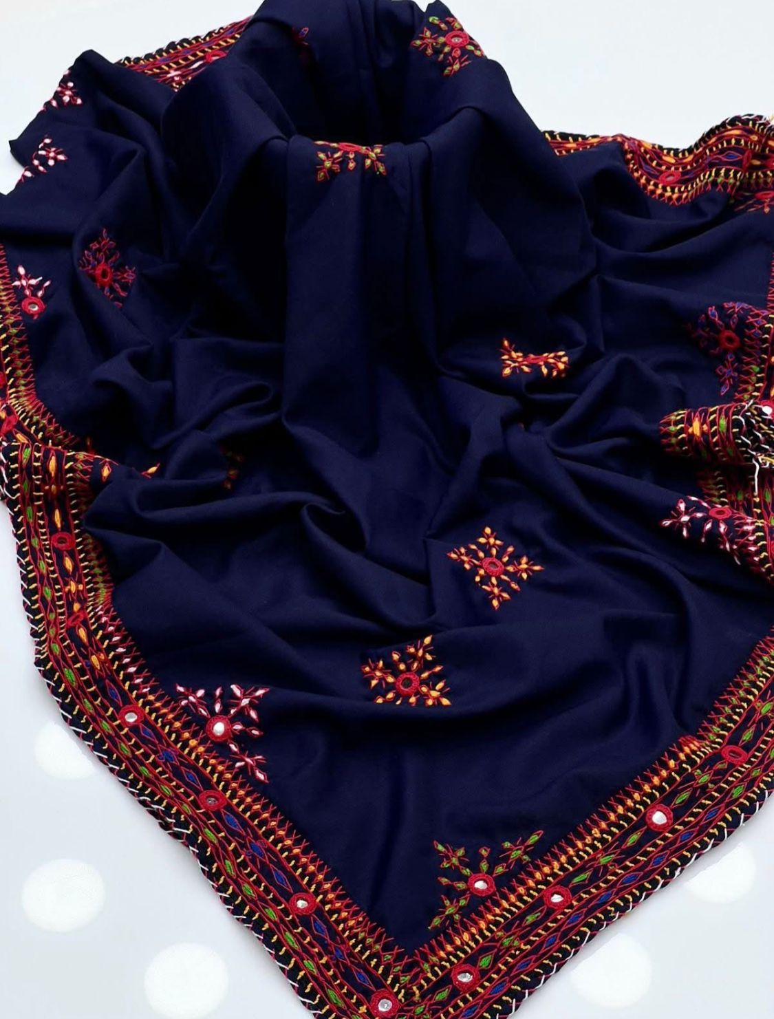 Balochi Handmade Chadar – Pure Mirror Work on Swiss Voil Fabric