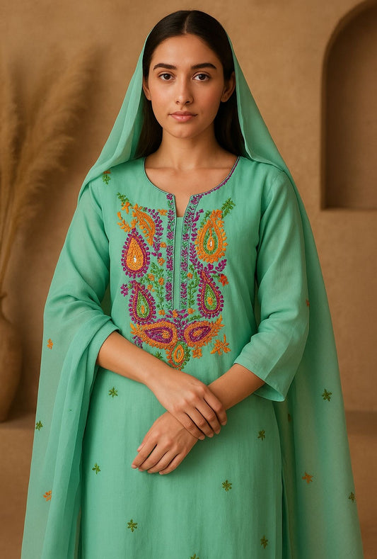 Multi Mirror Work Balochi Gala Handmade 3pc Dress 👗