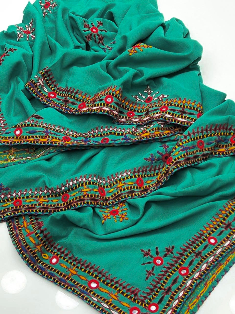 Balochi Handmade Chadar – Pure Mirror Work on Swiss Voil Fabric