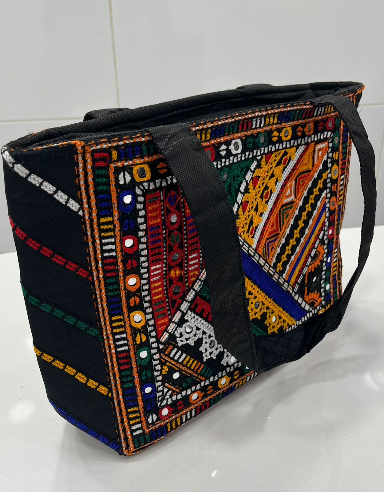 Antique Style Machine Embroidered Tokri Bag