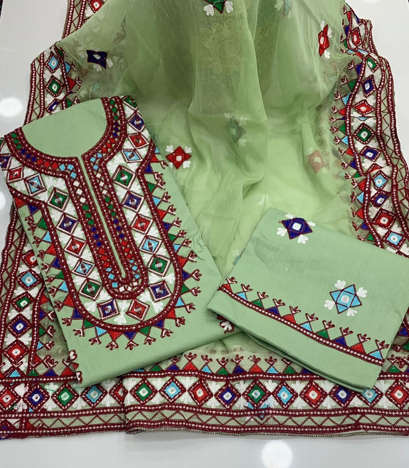 Balochi Arri Mirror Work Fancy 3pc Dress